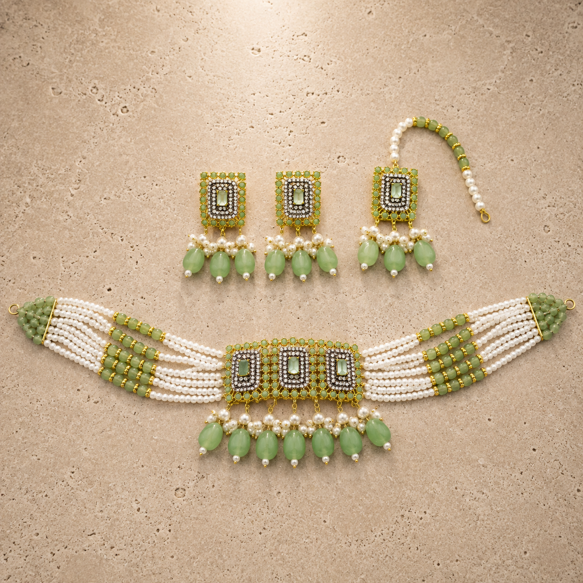 ZARWA Pearl Elegance 3-Piece Bridal Jewellery Set
