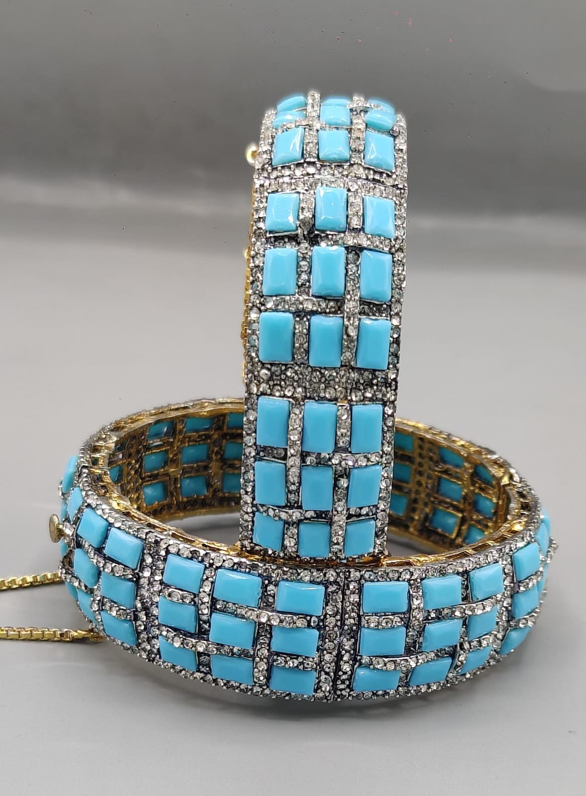 Multicolor Gemstone & Diamond-Style Pavé Luxury Bangle