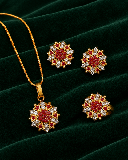 Royal Floral Pendant Jewellery Set