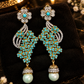 Emerald Bloom Pearl Earrings