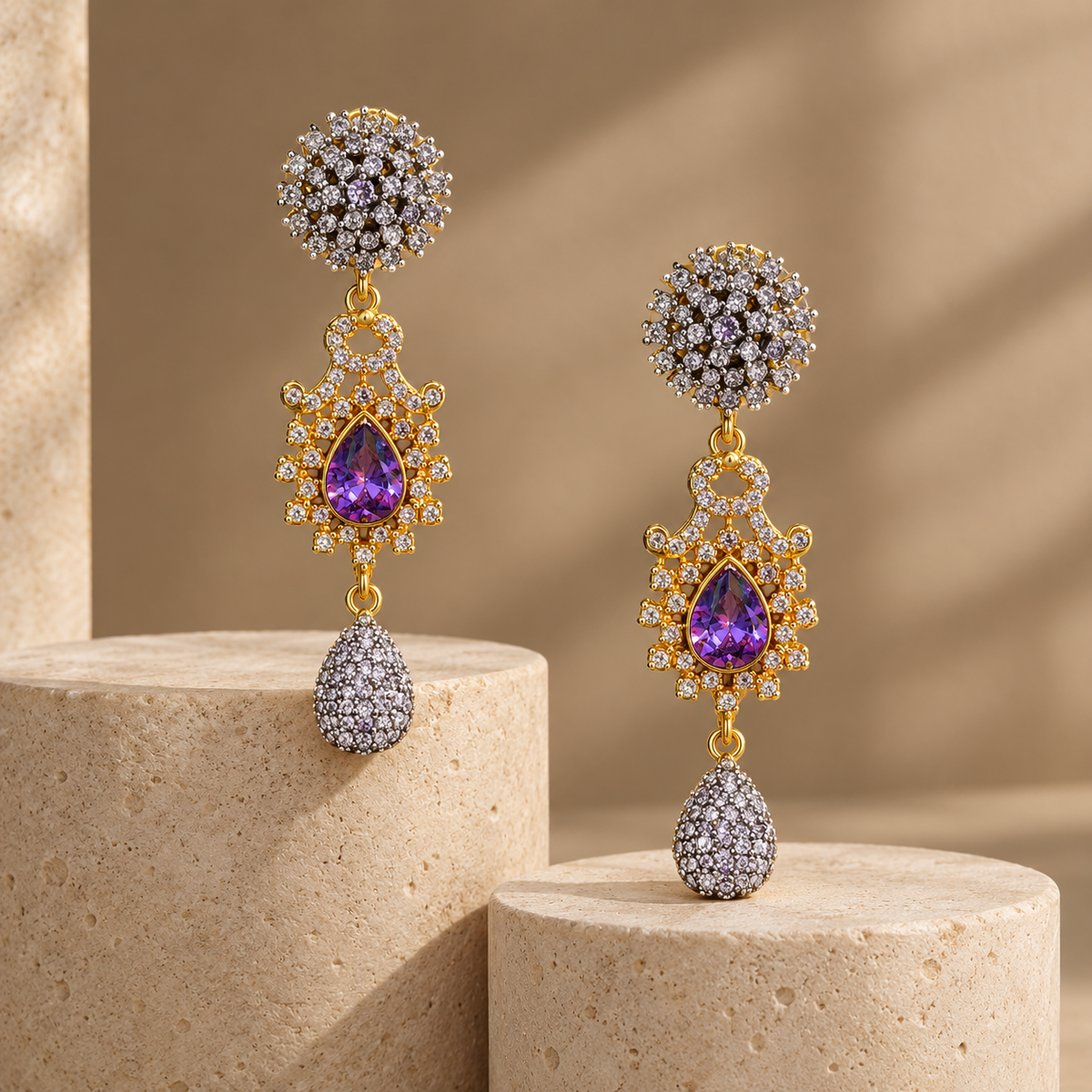 Elegant Gold-Plated Statement Earrings