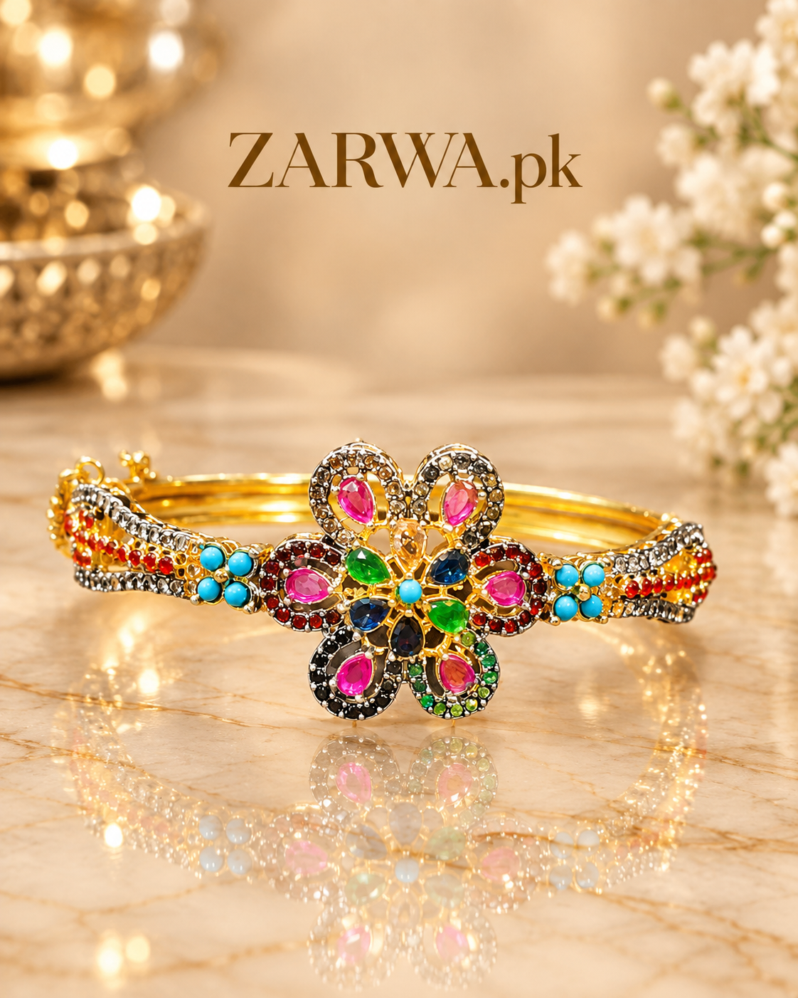 Floral Majesty Multicolor Gemstone Bracelet