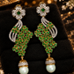 Emerald Bloom Pearl Earrings