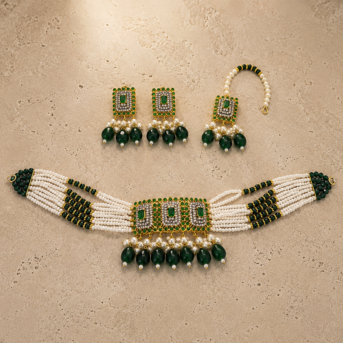 ZARWA Pearl Elegance 3-Piece Bridal Jewellery Set