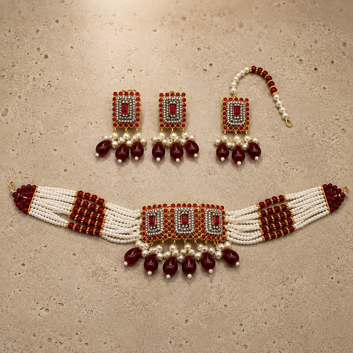 ZARWA Pearl Elegance 3-Piece Bridal Jewellery Set