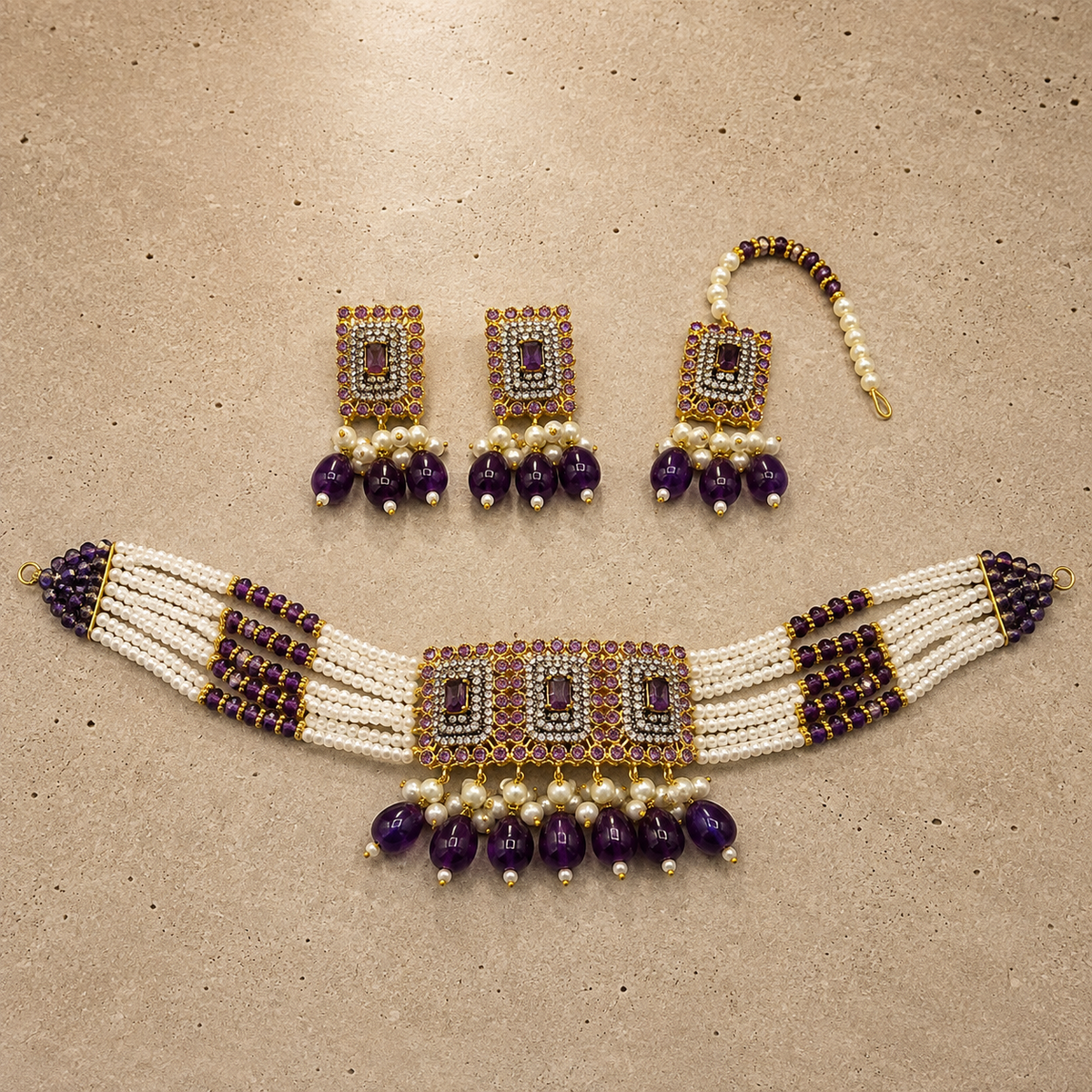 ZARWA Pearl Elegance 3-Piece Bridal Jewellery Set