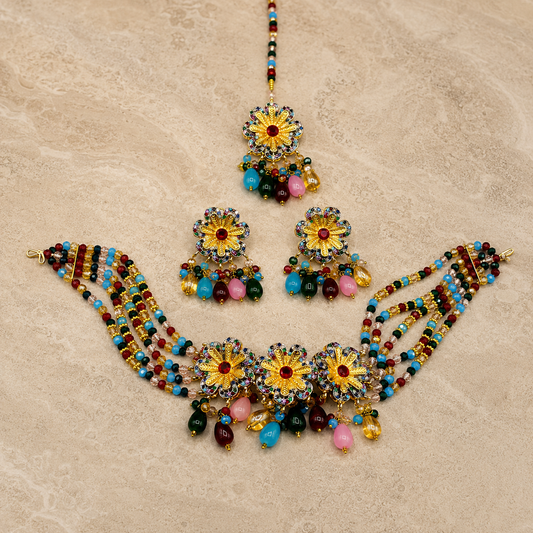 Elegant Floral Choker Jewellery Set
