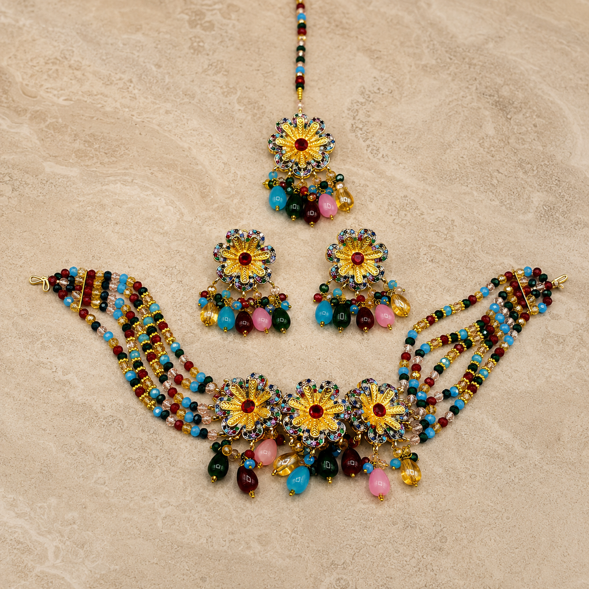 Elegant Floral Choker Jewellery Set