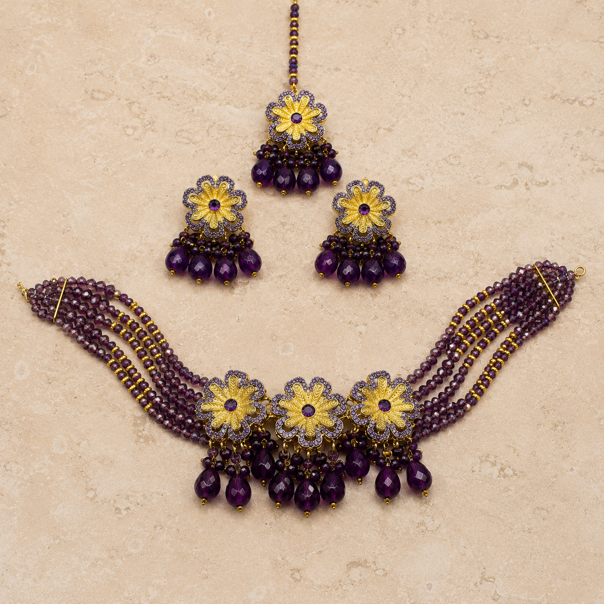 Elegant Floral Choker Jewellery Set
