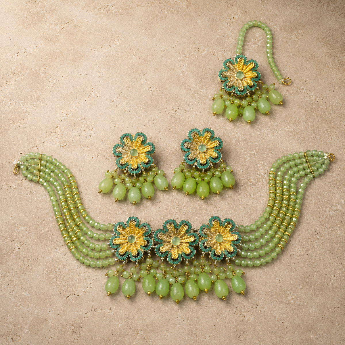 Elegant Floral Choker Jewellery Set