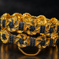 Luxury Gold Floral Bracelet with Purple Gemstone Detailing