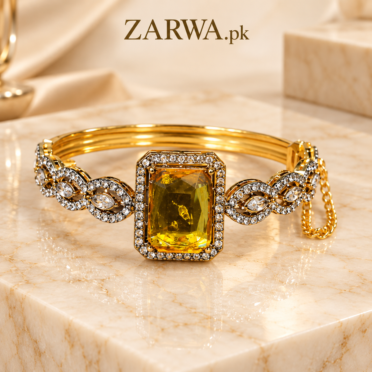 Elegant Crystal Frame Statement Bracelet