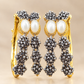Elegant Pearl & Black Stone Gold-Tone Drop Bracalets