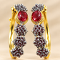 Elegant Pearl & Black Stone Gold-Tone Drop Bracalets
