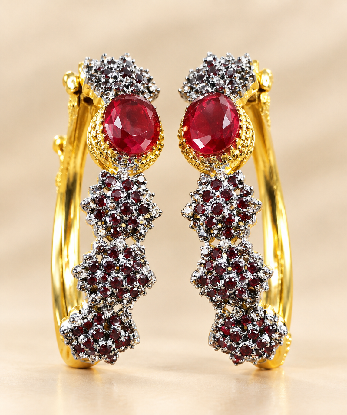 Elegant Pearl & Black Stone Gold-Tone Drop Bracalets