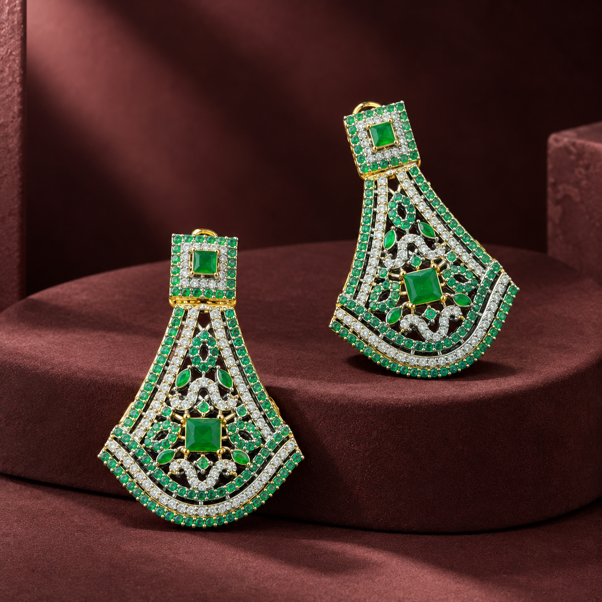 Luxury Gold Plated Multi-Stone Chandelier Earrings