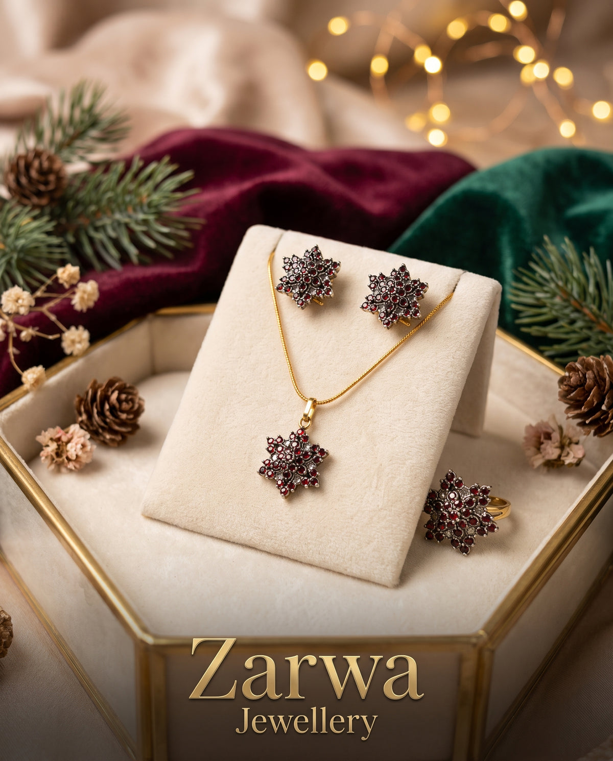 Micro-Stone 3-Piece Gold Plated Pendant Set with Ring