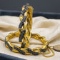 Exquisite 22K Gold-Plated Intertwined Bamboo Designer Bangles with Multi-Stone & Pearl Accents