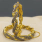 Exquisite 22K Gold-Plated Intertwined Bamboo Designer Bangles with Multi-Stone & Pearl Accents