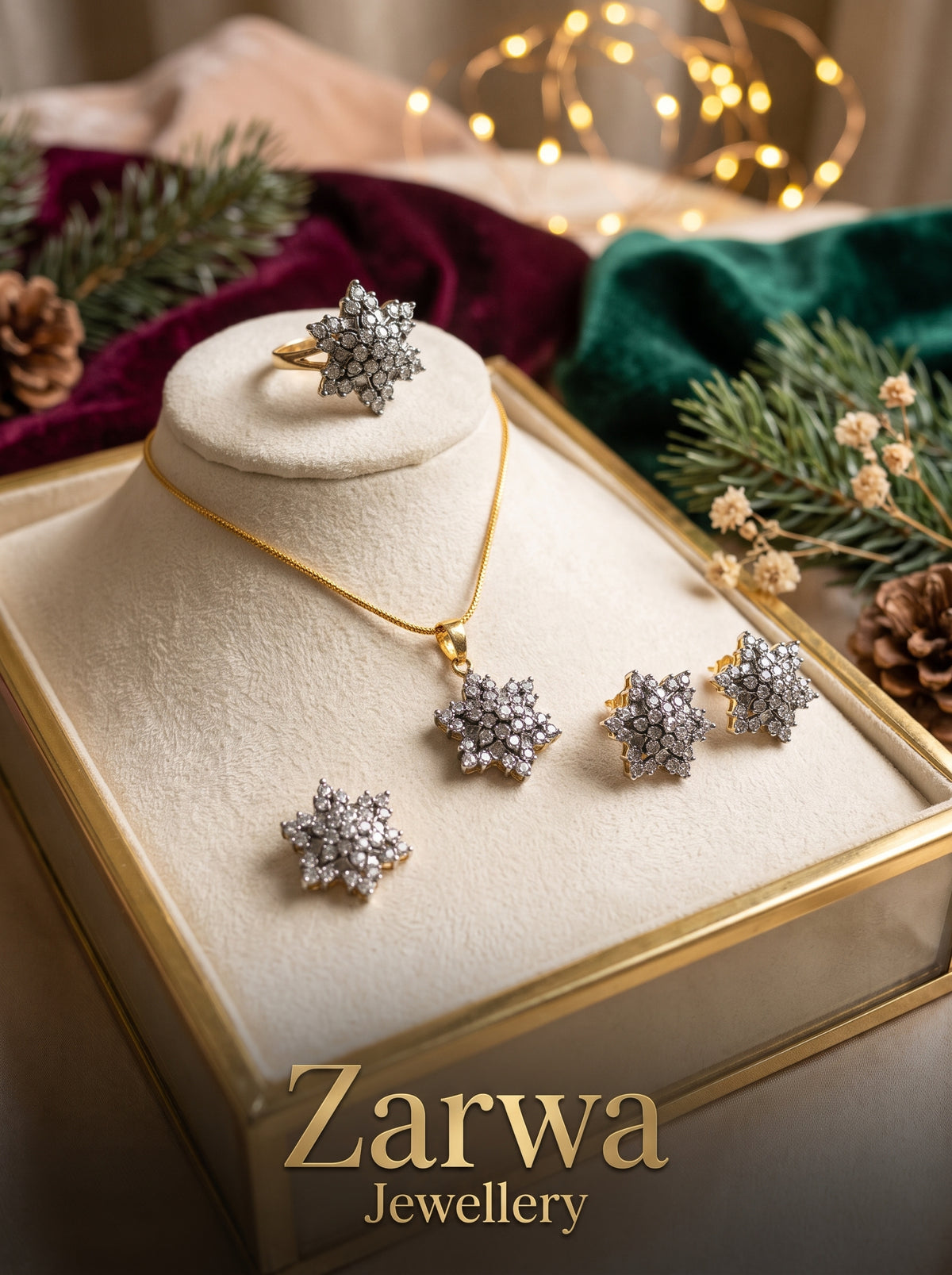 Micro-Stone 3-Piece Gold Plated Pendant Set with Ring