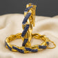 Exquisite 22K Gold-Plated Intertwined Bamboo Designer Bangles with Multi-Stone & Pearl Accents