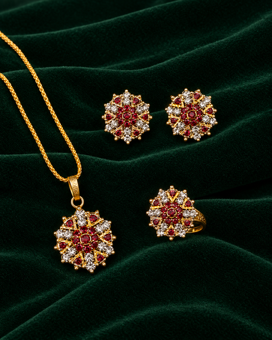 Royal Floral Pendant Jewellery Set