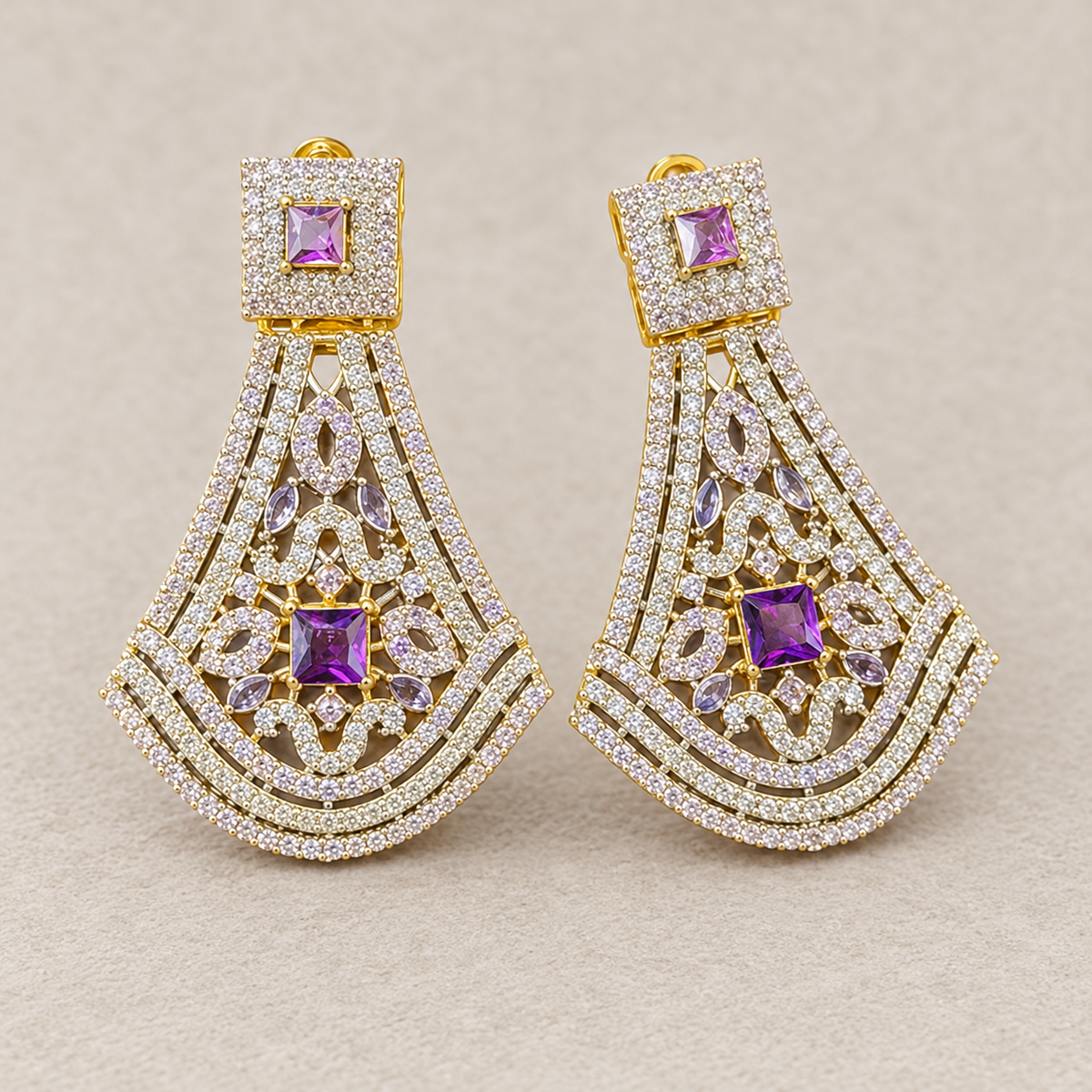 Luxury Gold Plated Multi-Stone Chandelier Earrings