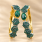Elegant Pearl & Black Stone Gold-Tone Drop Bracalets