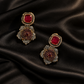 Luxury Gold Plated Quality Floral Gemstone Drop Earrings