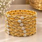 Royal Multicolor Stone Gold-Plated Bangle Set – Floral Traditional Bangles
