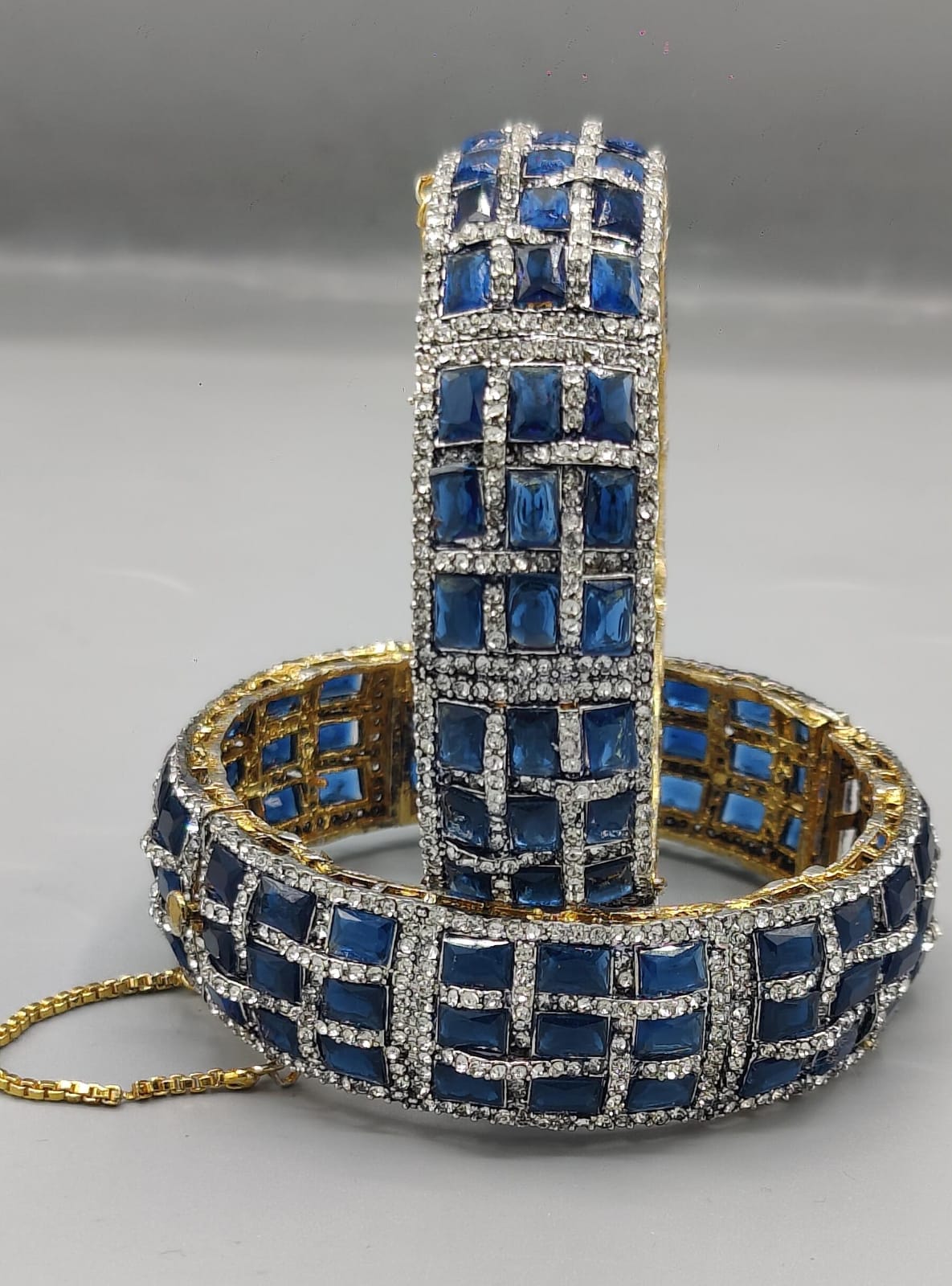Multicolor Gemstone & Diamond-Style Pavé Luxury Bangle