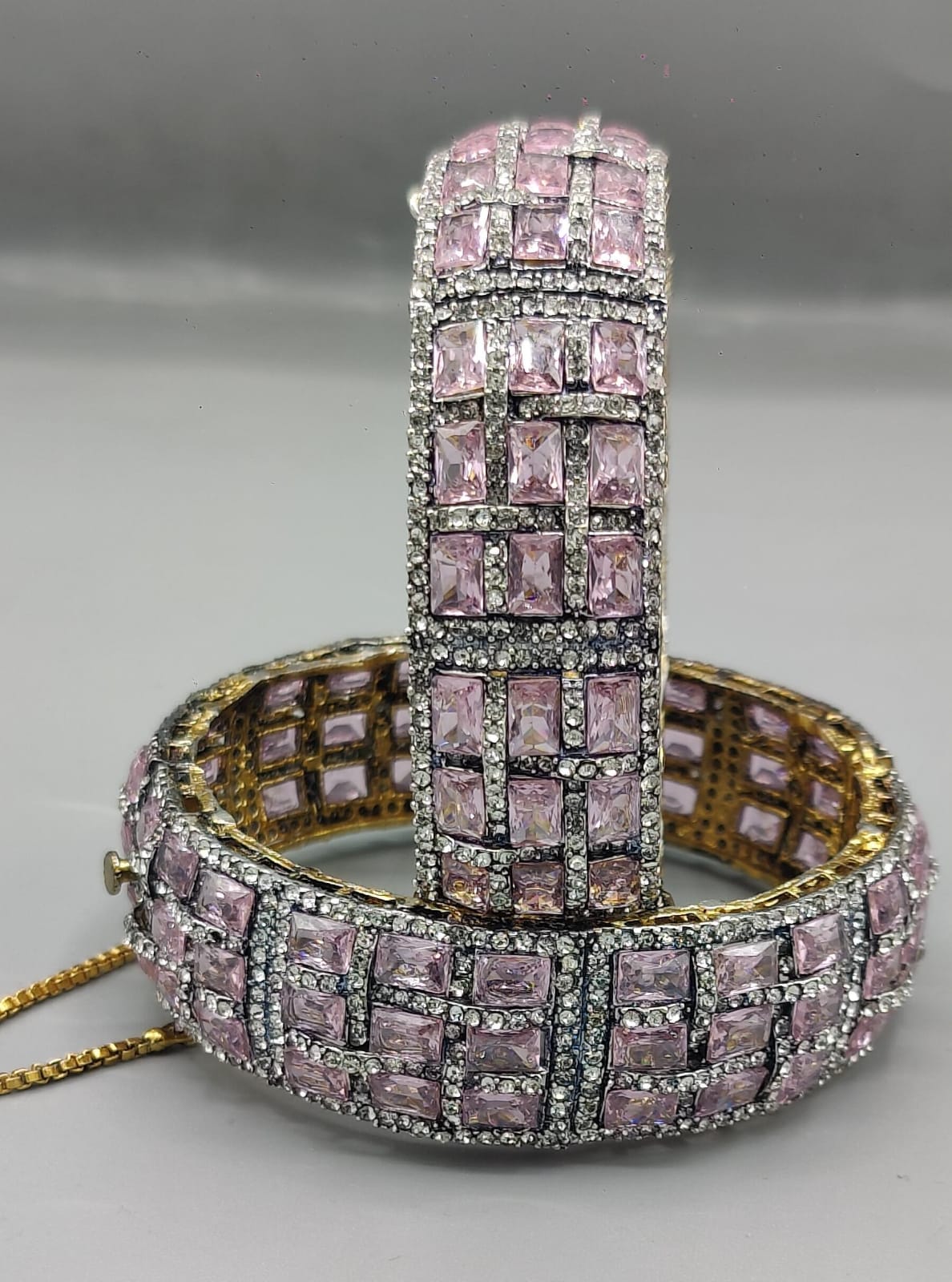 Multicolor Gemstone & Diamond-Style Pavé Luxury Bangle