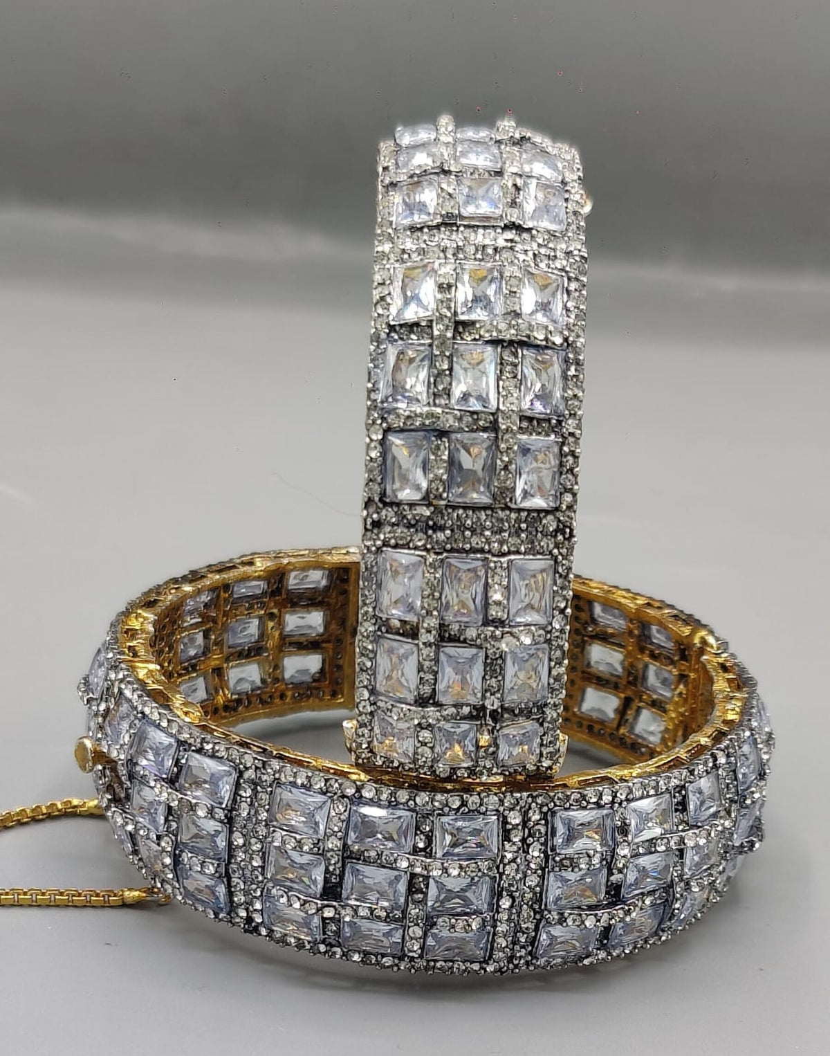 Multicolor Gemstone & Diamond-Style Pavé Luxury Bangle