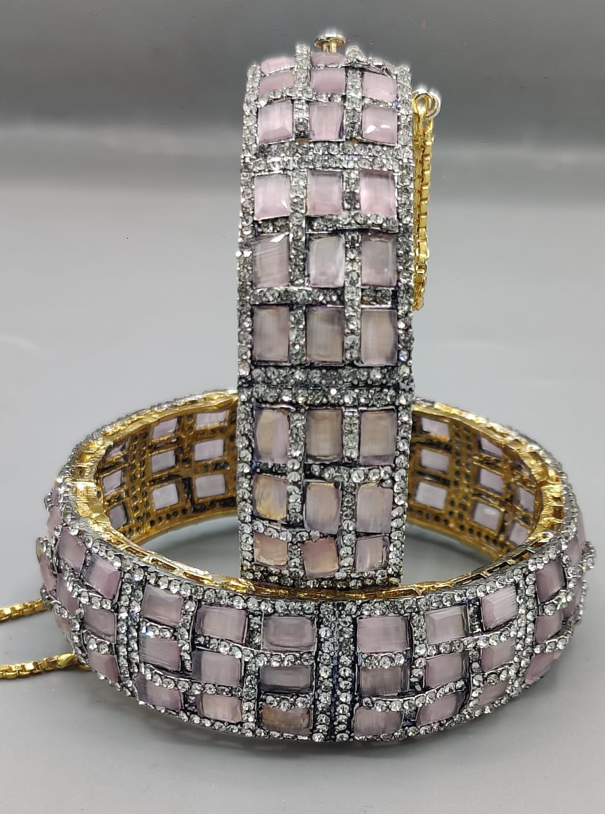 Multicolor Gemstone & Diamond-Style Pavé Luxury Bangle