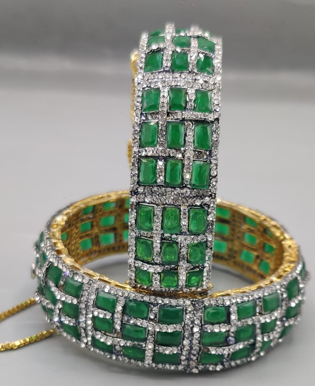 Multicolor Gemstone & Diamond-Style Pavé Luxury Bangle