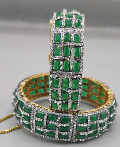 Multicolor Gemstone & Diamond-Style Pavé Luxury Bangle
