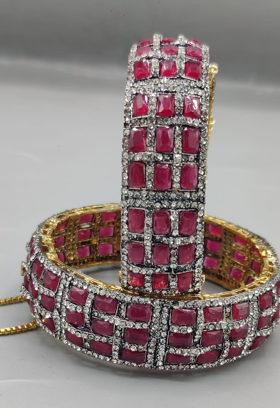 Multicolor Gemstone & Diamond-Style Pavé Luxury Bangle
