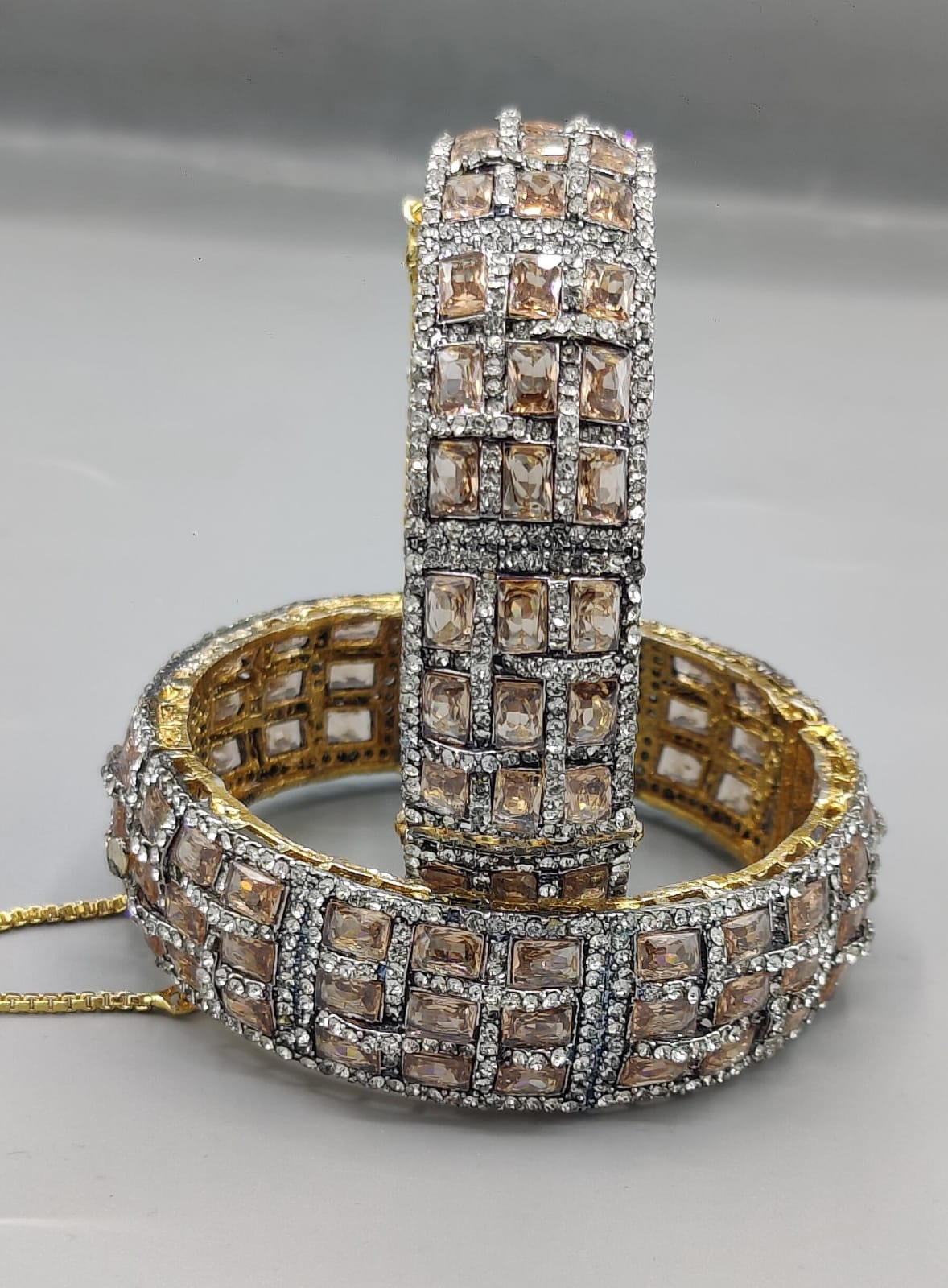 Multicolor Gemstone & Diamond-Style Pavé Luxury Bangle