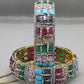 Multicolor Gemstone & Diamond-Style Pavé Luxury Bangle